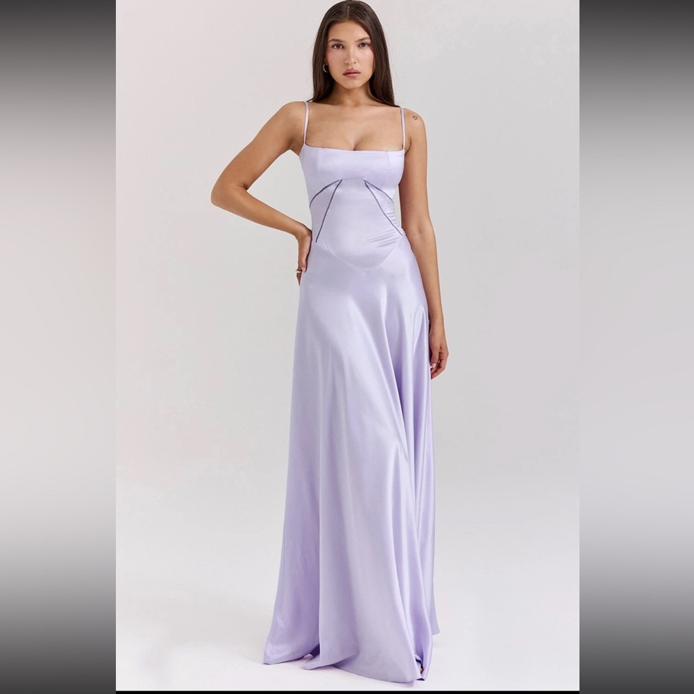 HOUSE OF CB 'Anabella' Orchid Lace Up Maxi Dress /Size M-US 6-8/CA829